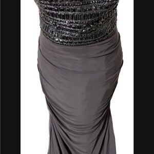 Elegant Beaded Black Evening Gown